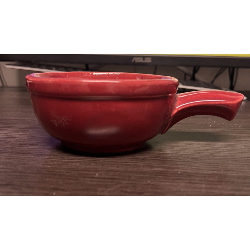 McCoy Pottery Red Heinz MCM Soup Bowl with Handle